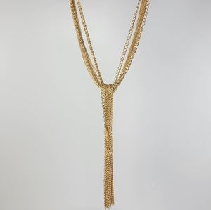 New. Multi layer necklace. Yellow gold. 15"